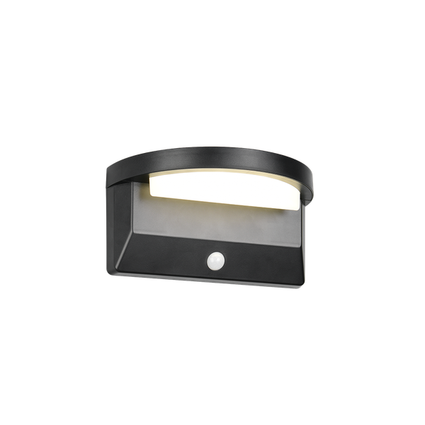 Moro hybrid solar LED wall lamp matt black rechargeable/recharging motion+dusk sensor 4000K image 1