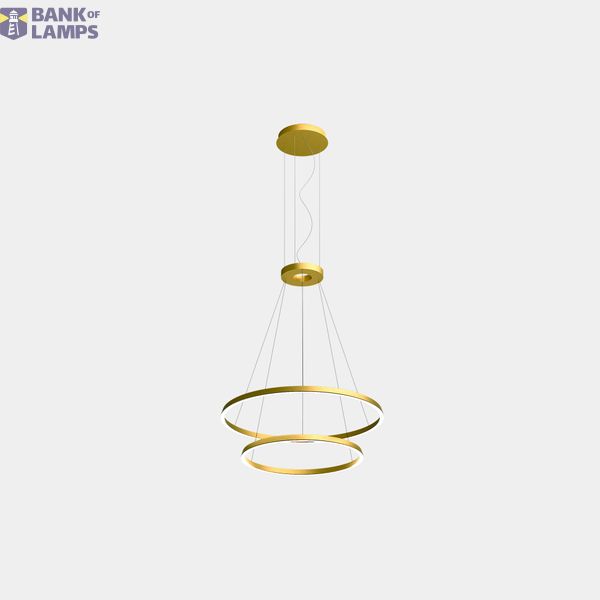 Pendant Circular Downward 2 Rings (ø900 ø600) LED 77.3W 2311lm 2400K Gold image 1