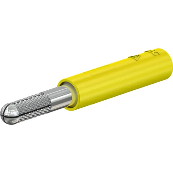 Screw-clamping adapter, 4 mm plug, spreadable to 4 mm socket, yellow, CAT II, 24.0163-24 image 1