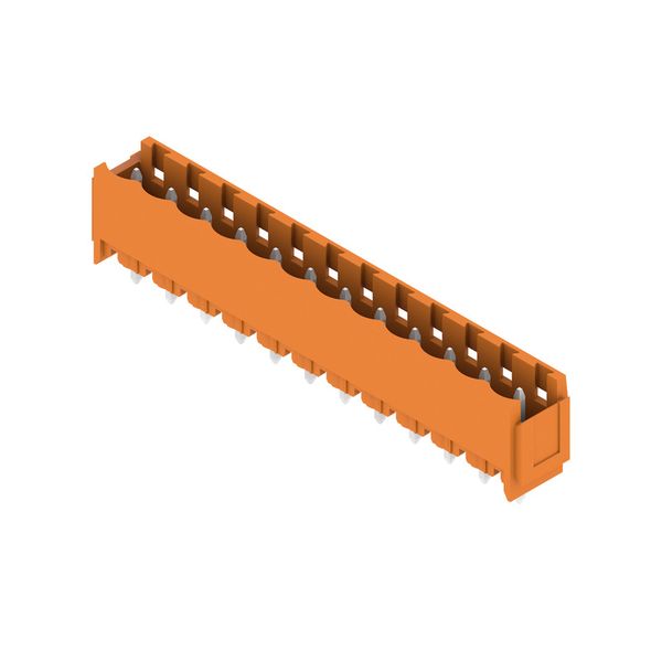 PCB plug-in connector, male header, Dovetails for fixing blocks, THT solder connection, 5.08 mm, Number of poles: 12, 180°, Solder pin length (l): 3.2 mm, tinned, orange, Box image 2