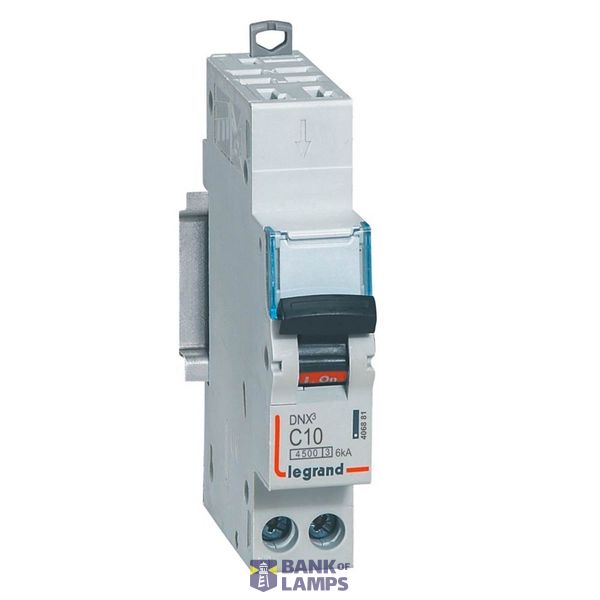 Phase+Neutral circuit breaker DNX³4500 6kA automatic terminal inlet screw terminal outlet - 1P+N 230V~ 10A curve C - 1 module image 1