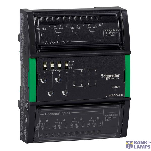 SpaceLogic Controller I/O module, 8 universal inputs, 4 digital Form C outputs With hand control/override switches image 1