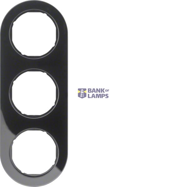Cover frame 3-way, Series R.classic, glossy black image 1