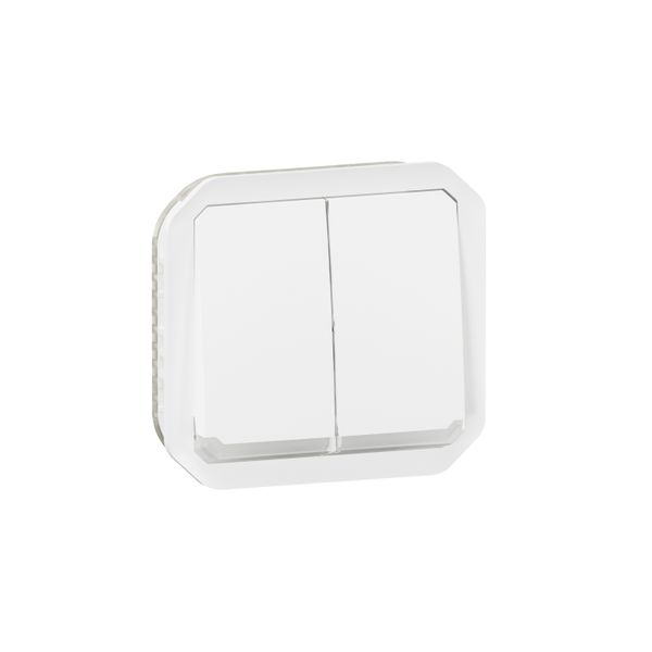 PLEXO 2 GANG 2-WAY SWITCH OR 2 GANG PUSH BUTTON LOCATOR - WHITE - MECHANISM image 1