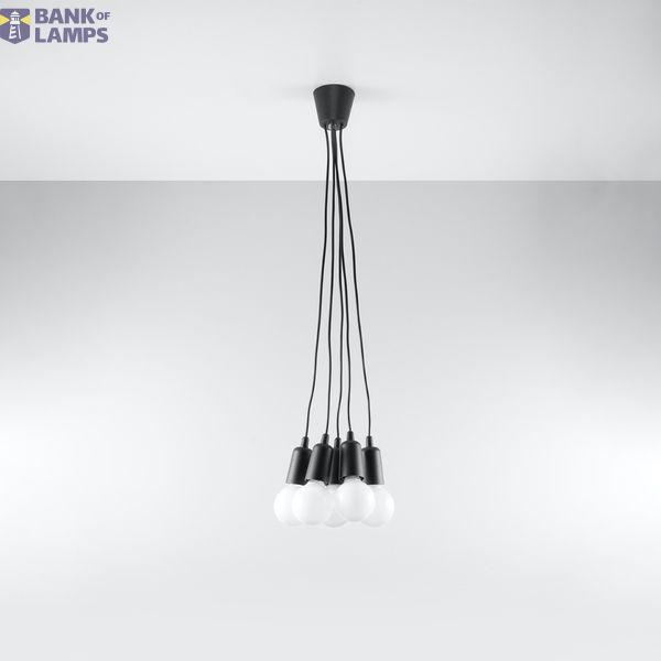 HANGING LAMP DIEGO 5 BLACK E27 5X60W IP20 image 3