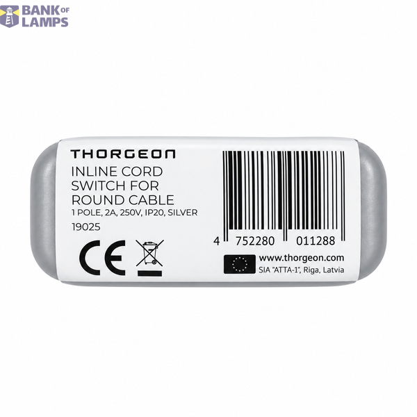 Inline Cord Switch for Round Cable, 1-Pole, 2A, 250V, silver image 2