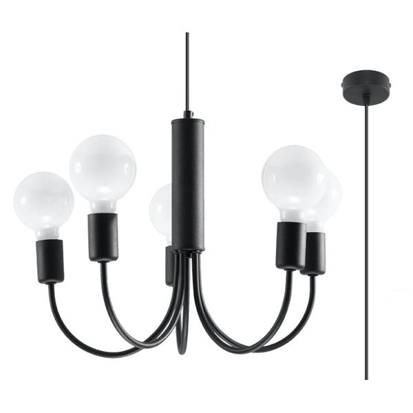 PICCOLO CHANDELIER 5 BLACK E27 5X60W IP20 image 1