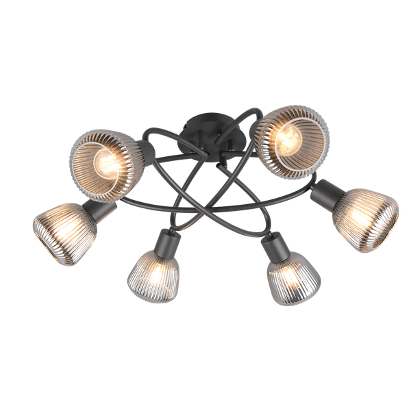 Tarifa ceiling lamp 6-pc E14 matt black/chrome plated image 1