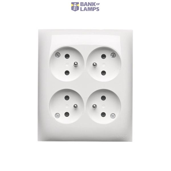 Quadruple socket outlet with earthing - IP20 version with shutters, 16A, quick connection, white image 1