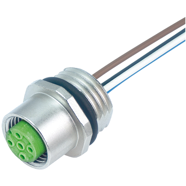 M12 female recept. A-cod. front incl. nut PP-wires 4x0.34 0.2m image 1