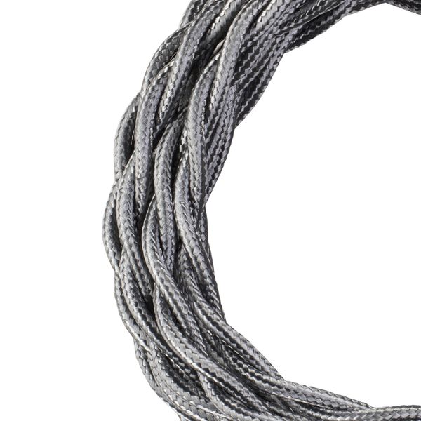 Textile Cable Twisted 2C Metallic Silver 3m image 1