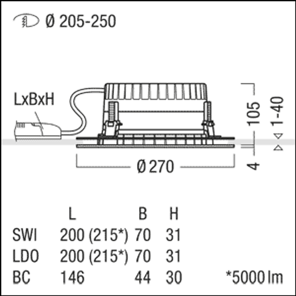PANOS R R200 3k-940 LDO H AL RET WH - LED ceiling-recessed luminaire image 3