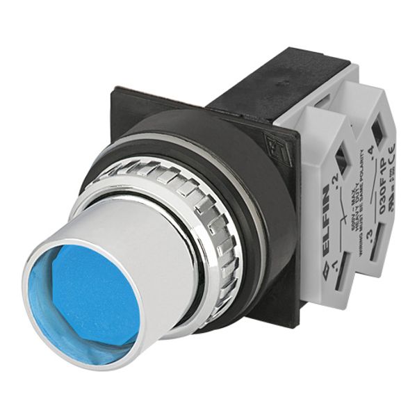 Push-button with extended guard, blue, N.O.+N.C. image 1