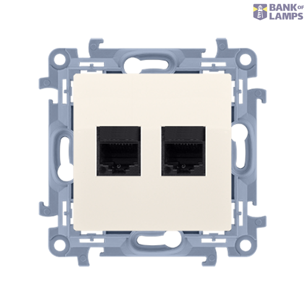 RJ11 double telephone socket, cream white/electro white image 1
