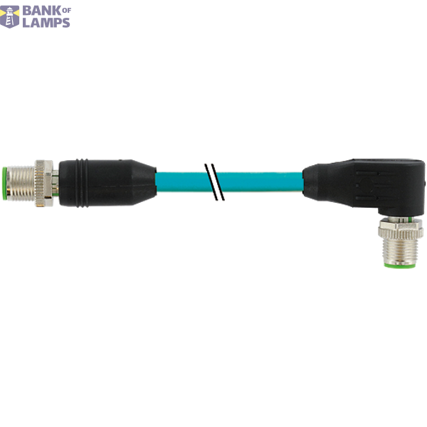 M12 male 0° / male 90° X-cod. shielded TPE  SF/UTP CAT6a bu 0.3m image 2