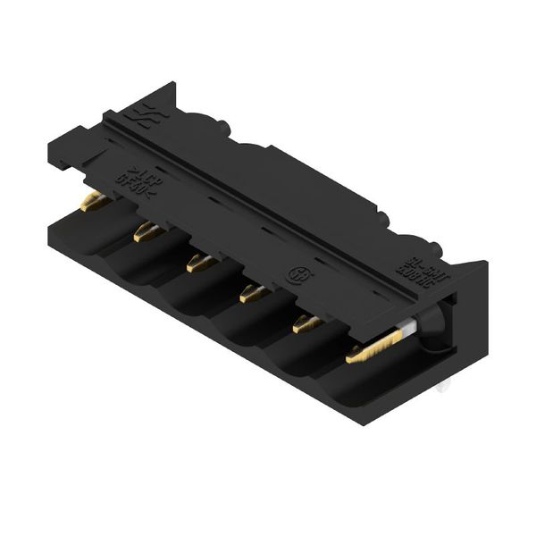 PCB plug-in connector, male header, open side, THT/THR solder connection, 5.08 mm, Number of poles: 6, 90°, Solder pin length (l): 3.2 mm, Au (Gold), black, Box image 1