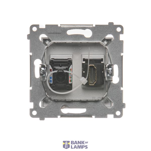 Single-pole switch + two-pole switch - 2 push buttons, 16AX, matt aluminum image 1