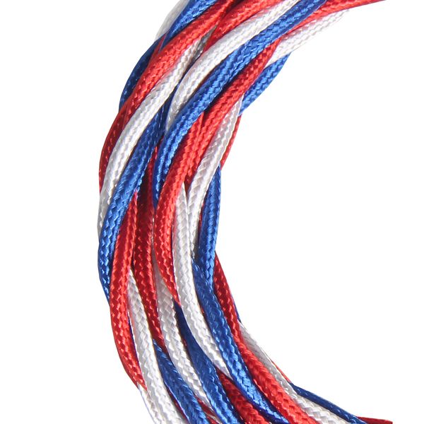 Textile Cable Twisted 3C Shiny Blue/White/Red 3m image 1