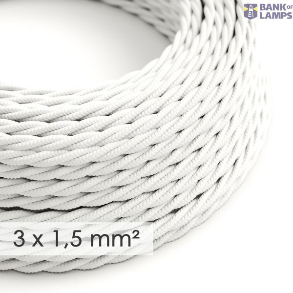 Large section electric cable 3x1,50 twisted - covered by rayon White TM01 image 1