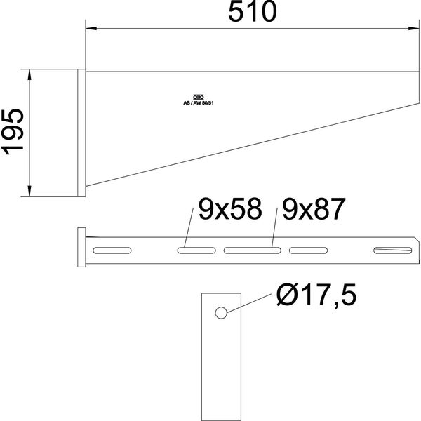 AW 80 51 FT Wall bracket with welded head plate B510mm image 2
