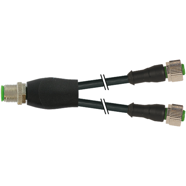 Y-Distributor M12 male / M12 female 0° A-cod. PUR 5x0.34 bk ch. 0.5m image 1