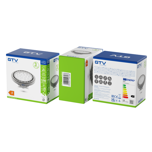 LED Bulb AR111, 12.5 W, 1100 lm, 4000K, G53, DC12V, 40°, gray image 2