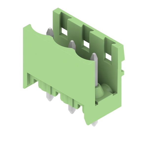 PCB plug-in connector, male header, open side, THT solder connection, 5.08 mm, Number of poles: 3, 180°, Solder pin length (l): 3.2 mm, tinned, Pale green, Box image 2