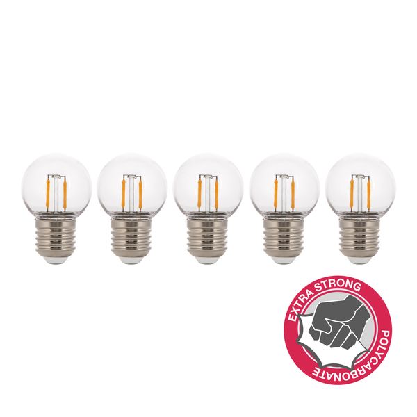 EcoPack 5pcs LED FIL Safe G45 E27 2W 2700K PC CL image 2