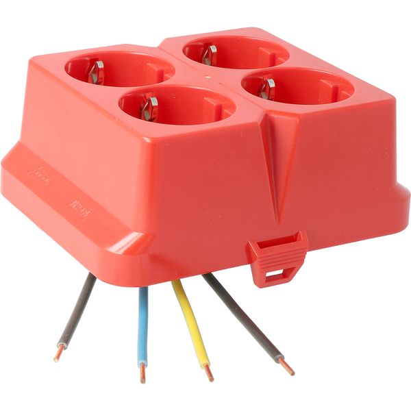 AK2-C2 Cover, integrated 4-way socket red image 1