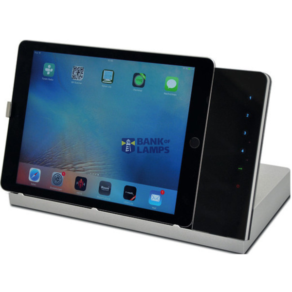 Table docking station with charging function, iPad locking and control function, housing silver, glass cover black image 1