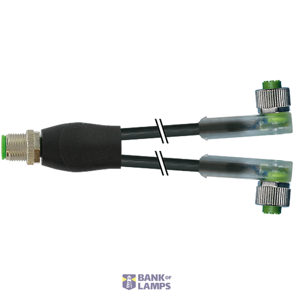 Y-Distributor M12 male / M12 female 90° A-cod. PUR 5x0.34 bk 0.25m image 1