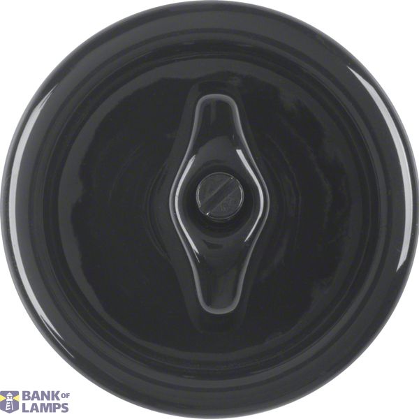 Central piece with rotary toggle, Series 1930 Porcelain, black image 1