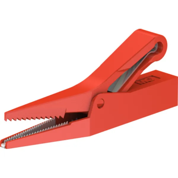 Alligator clip, red, max. 9.5 mm, L 62 mm, socket 4 mm, 64.9209-22 image 1