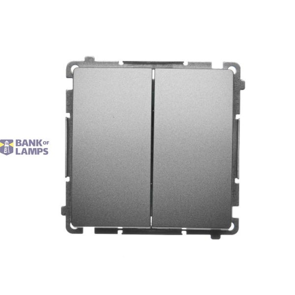 Two gang switch, (module), 10AX, quick connection, satin, metallized image 1