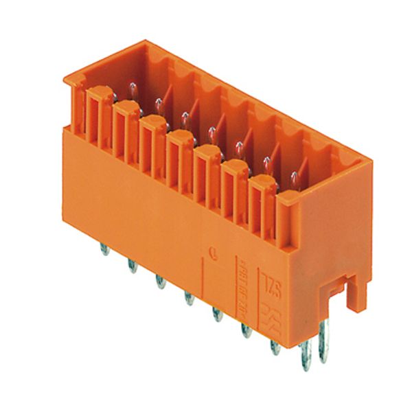 PCB plug-in connector, male header, closed side, THT solder connection, 3.50 mm, Number of poles: 16, 180°, Solder pin length (l): 3.5 mm, tinned, orange, Box image 1