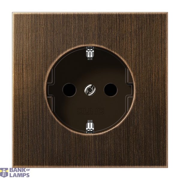 SCHUKO socket, 16 A 250 V ~, brass, LS series, antique brass image 1