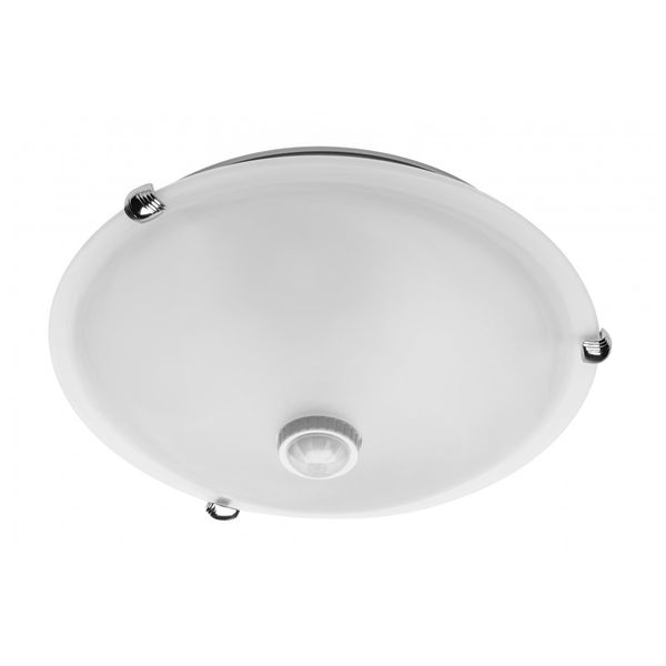 Luminaire with motion sensor, for E27 lamps, 2xE27 max. 40 W, AC220-240V, milky diffuser, IP20, 360⁰ image 1