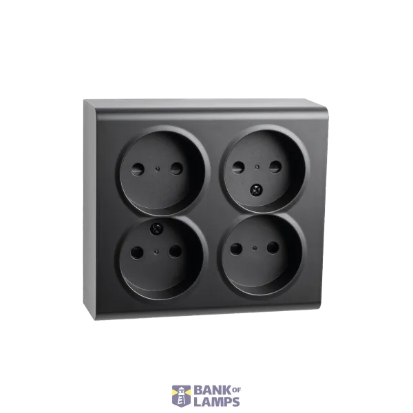 OUTLET SURFACE MOUNTED 4XS WITHOUT EARTH BLACK 6-PACK image 1
