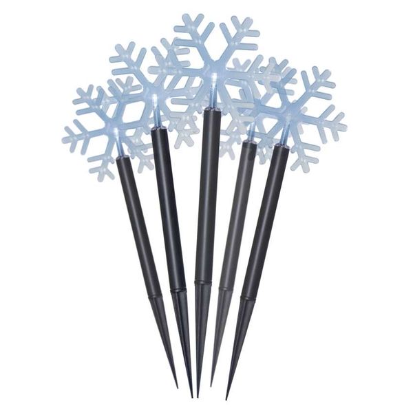 Garden decoration - 5 LED snowflakes 35 cm, 3x AA, cool white, IP44, timer image 1