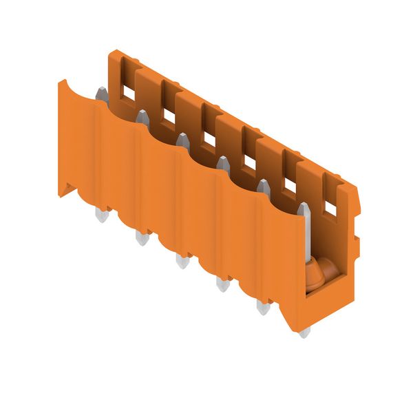 PCB plug-in connector, male header, open side, THT solder connection, 5.00 mm, Number of poles: 6, 180°, Solder pin length (l): 3.2 mm, tinned, orange, Box image 3