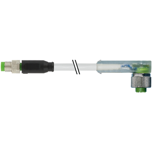 M8 male 0° / M12 female 90° A-cod. LED PVC 3x0.25 gy UL/CSA 0.3m image 1
