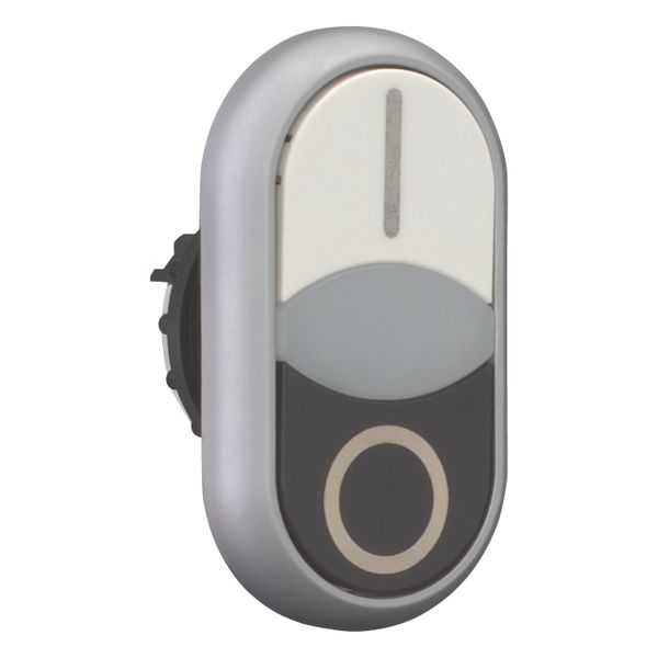 M22-DDLF-WS-X1/X0 Double actuator pushbutton, RMQ-Titan, Actuators and indicator lights flush, momentary, White lens, white, black, inscribed, Bezel: titanium image 12