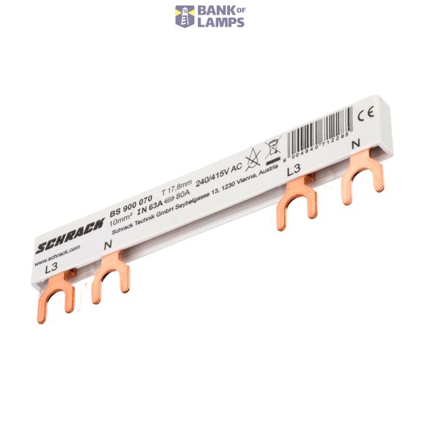 Busbar, 2-pole, L3, 1xRCCB 4-pole to 1xRCBO 1+N, 6MW, 10mmý image 2