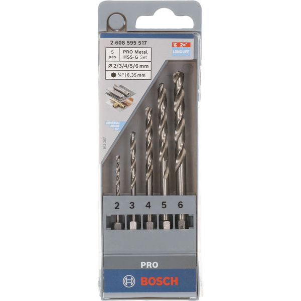 5-piece metal drill bit set HSS-G, DIN 338 2; 3; 4; 5; 6 mm 5 pcs. image 2