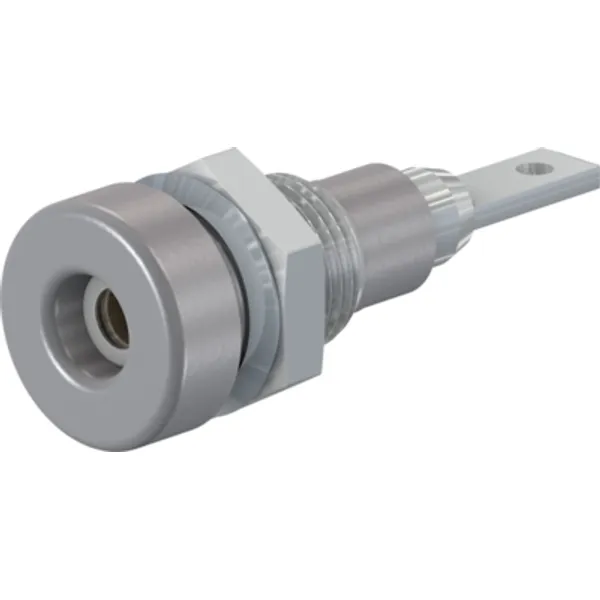 2 mm socket, flat plug connection, mounting Ø 6.4 mm, gray, 23.0060-28 image 1
