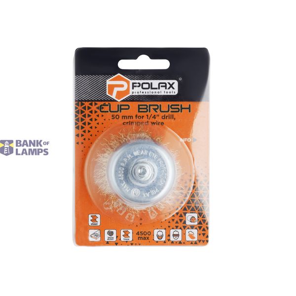 Cup brush for drill  1/4",50mm (crimped wire) image 2