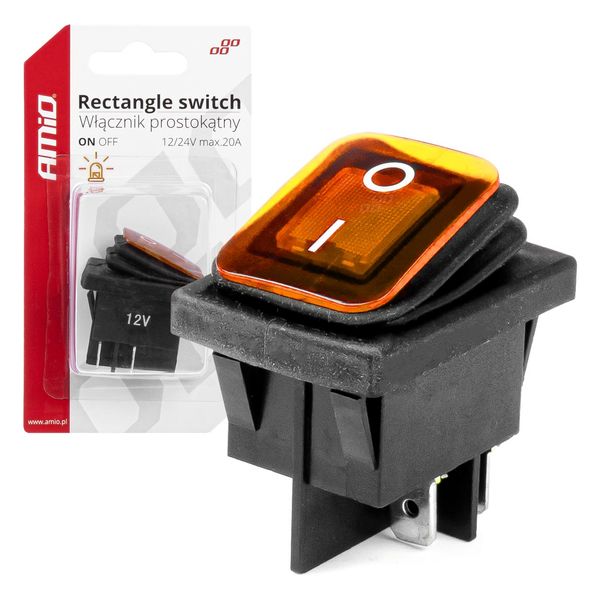 Rectangle switch with yellow light image 1