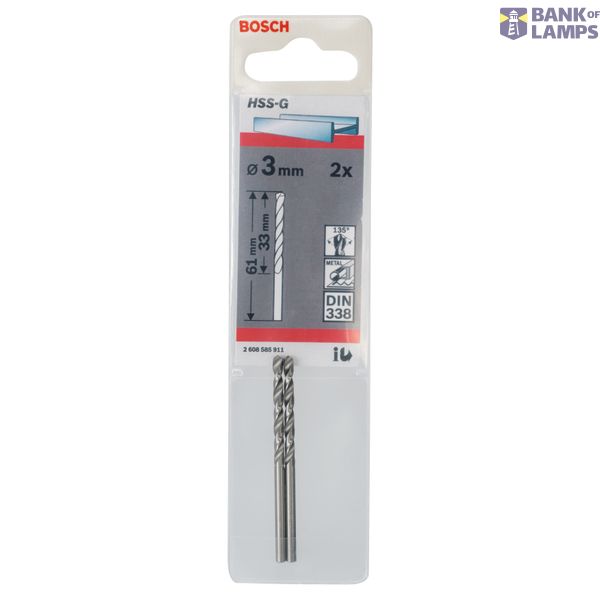Metal drill bits HSS-G, DIN 338 3 x 33 x 61 mm 2 pcs. image 2