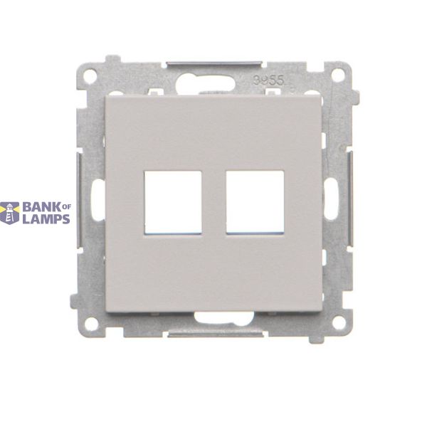 Double Keystone flat IT/telephone socket cover, light gray matt image 1
