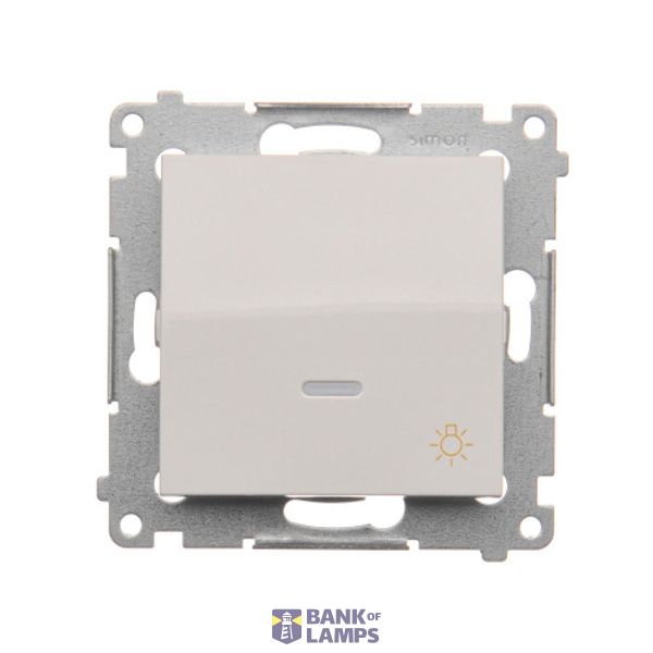 "Light" push button with LED indicator light, (module), 10AX, quick connection, white image 1